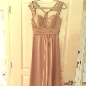 Bill Levkoff champagne bridesmaid dress